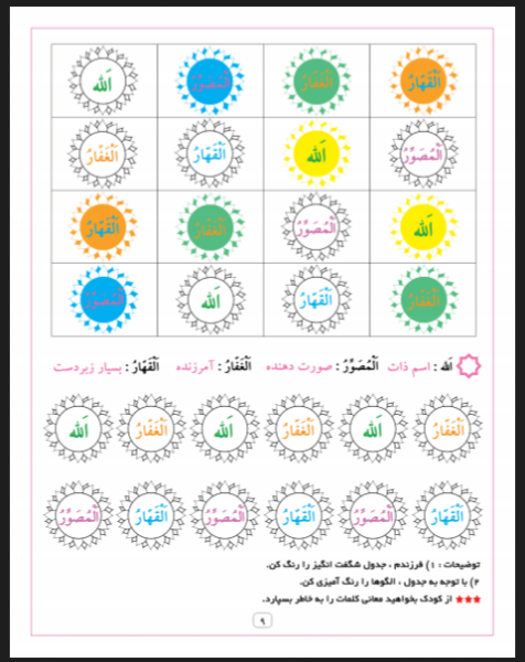 جدولهای شگفتانگیز اسماءالحسنی