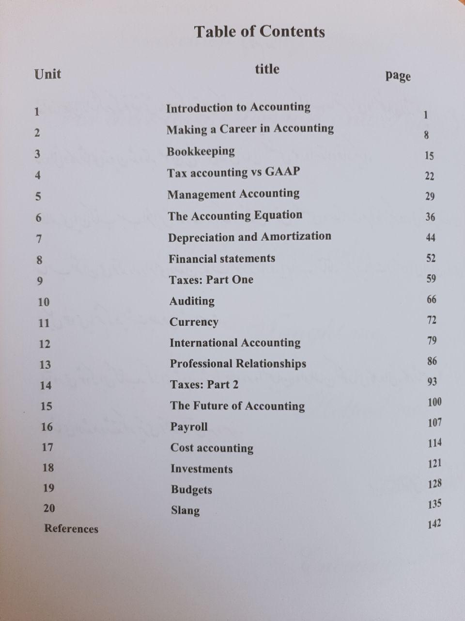 انگلیسی برای دانشجویان رشته حسابداری  -English for accounting