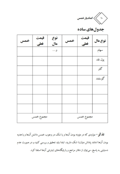 کمک یار محاسبه خمس